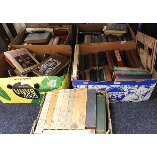 61 - Five boxes of mainly mid-20th Century to later books including Winston Churchill's 'The History of T... 