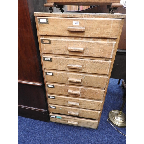 369 - Oak eight drawer filing cabinet