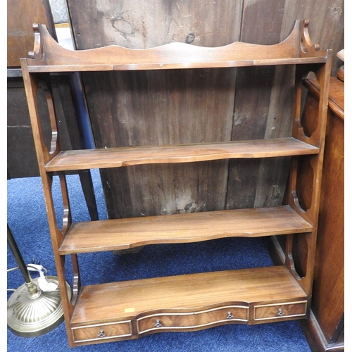 371 - Mahogany open wall shelves with drawers in the Georgian style, width 69cm, height 91cm