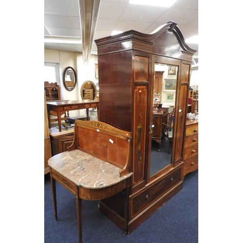 380 - Late Victorian mahogany and painted two piece bedroom suite in the Sheraton Revival style comprising... 