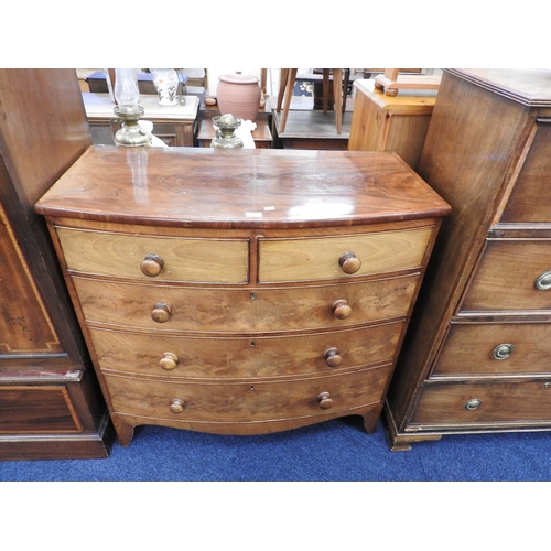 382 - Victorian mahogany bow front chest of drawers, width 104cm, height 105cm