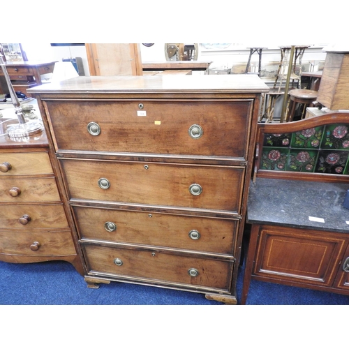 384 - Mahogany chest with four deep drawers, 19th Century, width 103cm, height 133cm