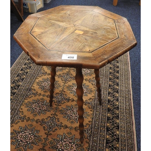 450 - Jerusalem souvenir olive wood gypsy table, width 41cm