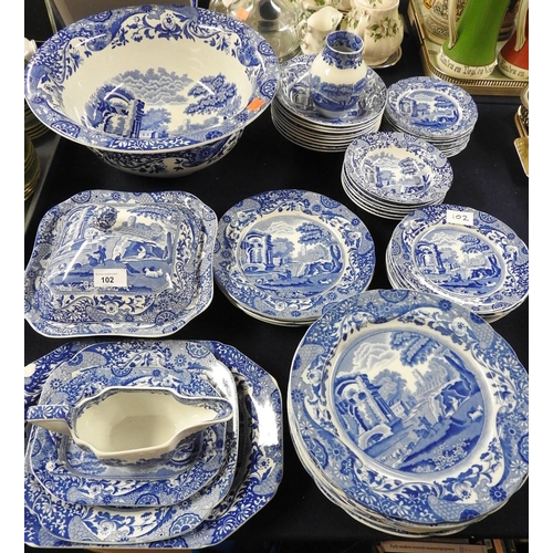 102 - Quantity of Copeland Spode Italian pattern blue and white dinner wares including tureen, and a water... 