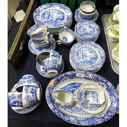 99 - Quantity of Spode Italian pattern blue and white ceramics including dinner and tea wares (some damag... 