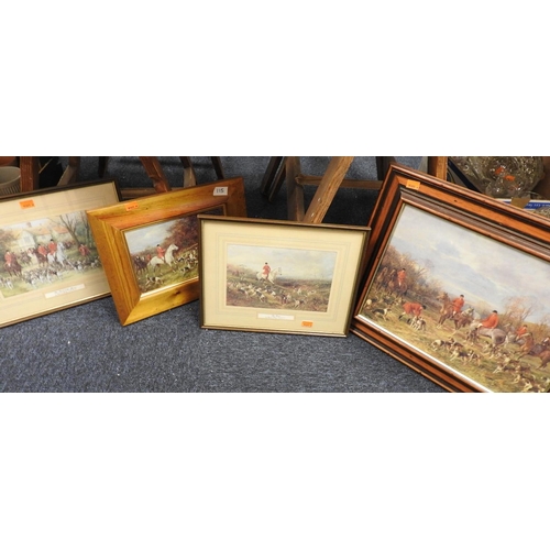 115 - Four framed fox hunting prints