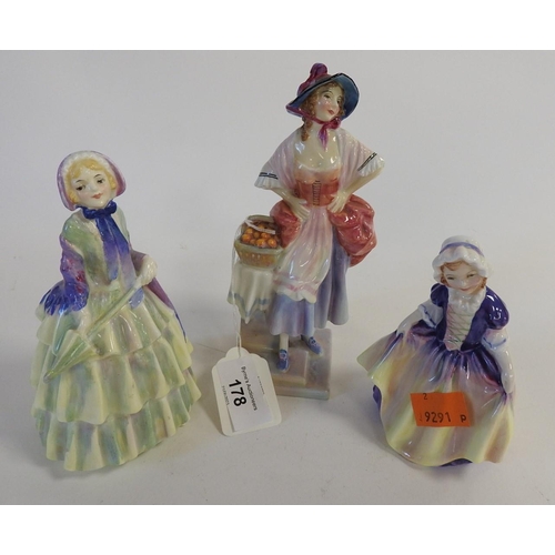 178 - Three vintage Royal Doulton figurines 'Nell Gwynn', HN1887, 'Biddy', HN145, and 'Dinky Do', HN1678