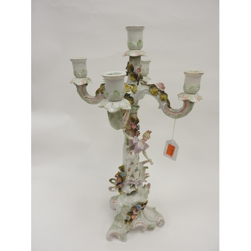 192 - Dresden porcelain figural candelabrum