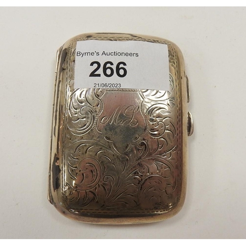 266 - Silver curved cigarette case, Birmingham 1927, 8cm, weight 44g