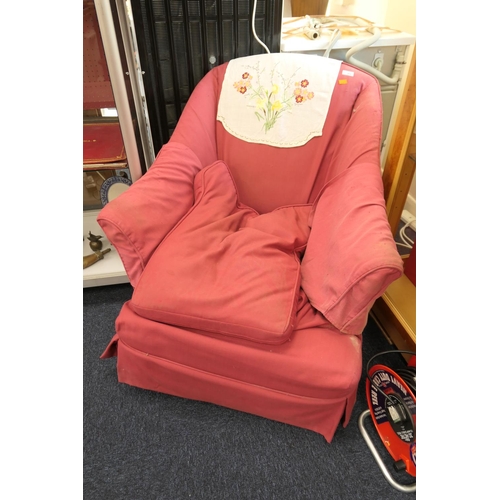 365 - Traditional fabric upholstered armchair in loose covers