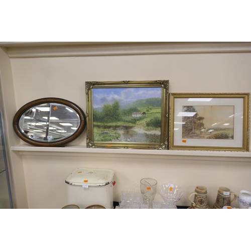 367 - Tony Wooding (Contemporary), The Dutch Barn, signed, gilt framed, oil painting; also a gilt framed w... 