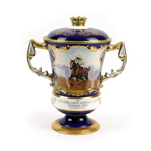 17 - Aynsley 'The Sunderlands Imperial Cup, Sandown Park, 1992', hand decorated by J Shaw, inscribed with... 