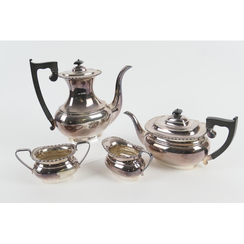 63 - Elizabeth II silver four piece tea and coffee service, by Edward Viners, Sheffield 1962, comprising ... 