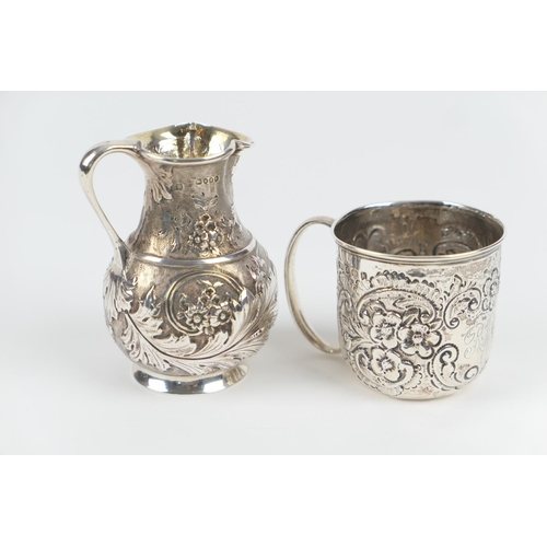 70 - Victorian silver cream jug, by Lias & Lias, London 1862, baluster form repousse decorated with flowe... 