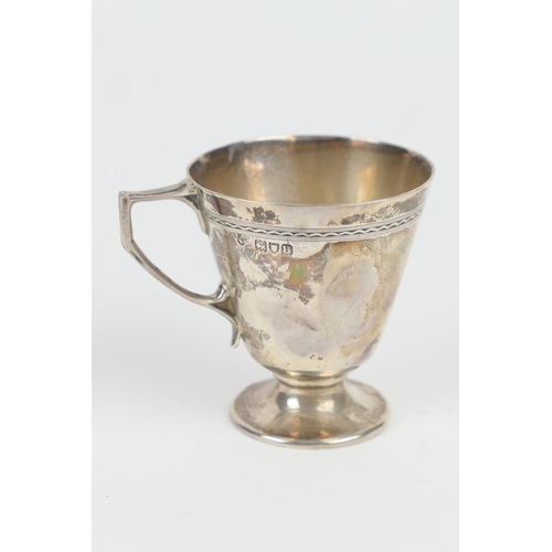 96 - George V silver christening cup, London 1915, footed conical form inscribed 'Sidney Knowle Shepherds... 