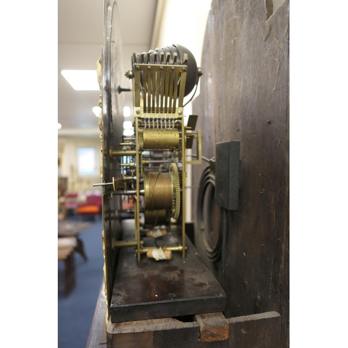 587 - Lanson, Keighley, mahogany eight day musical chiming longcase clock, the hood with verre eglomise pa... 