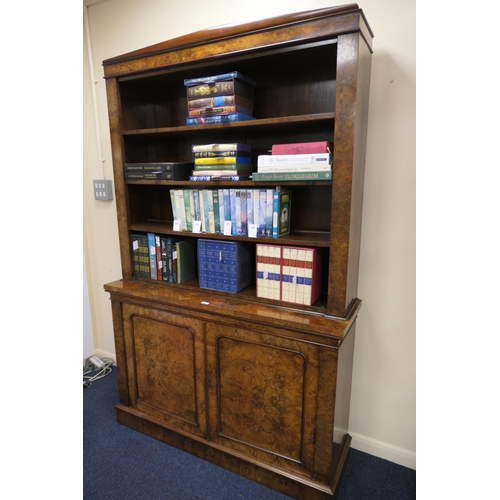 604 - Late Victorian burr walnut library bookcase, by T H Filmer & Sons, Oxford Street, London, having thr... 