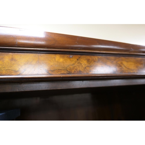 604 - Late Victorian burr walnut library bookcase, by T H Filmer & Sons, Oxford Street, London, having thr... 