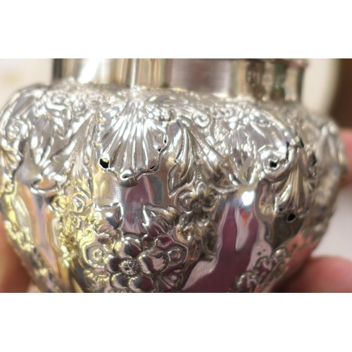 115 - Victorian silver tea caddy, by Nathan & Hayes, Birmingham 1895, lobed inverted baluster form, repous... 