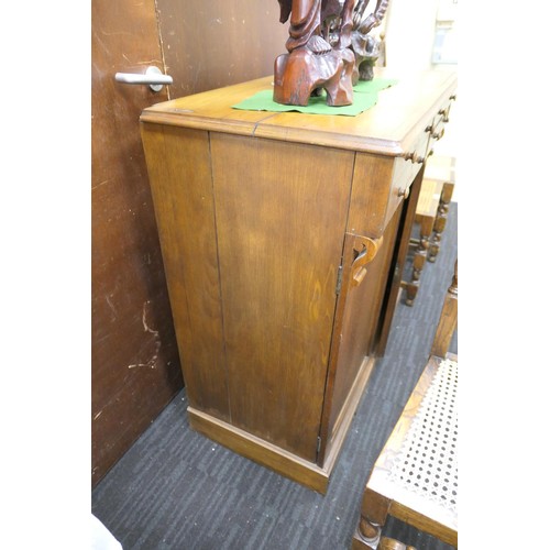 586A - Victorian oak collector's cabinet, circa 1900, fitted with four drawers at the top, the cupboard doo... 