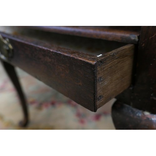 596 - George III oak night table, circa 1800, galleried top with an undershelf with a drawer, side grab ha... 