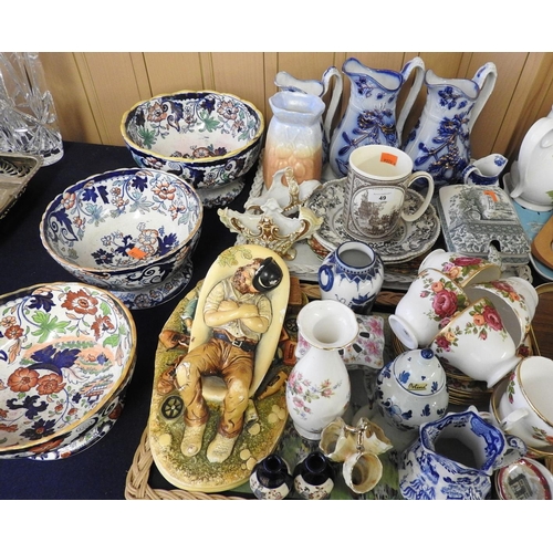 49 - Victorian and later ceramics including a set of three graduated Amherst Japan pattern bowls and a se... 