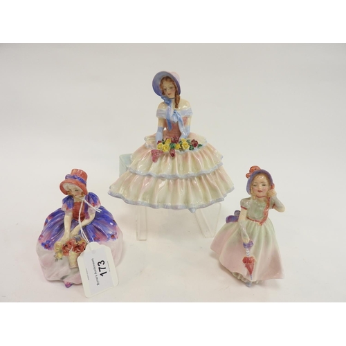 173 - Royal Doulton china figure 'Daydreams', also 'Babie' and 'Monica' (3)