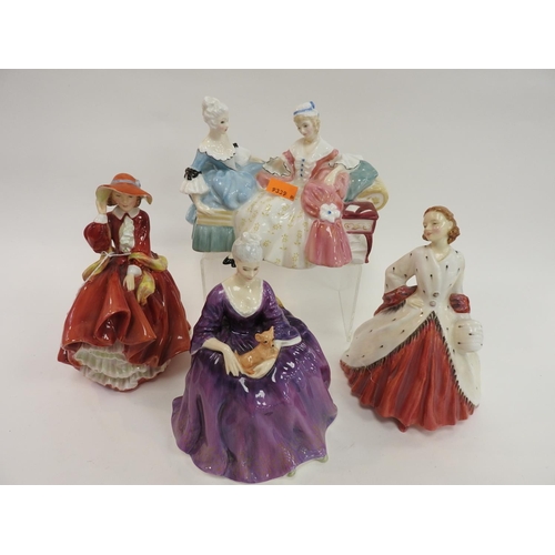 174 - Four Royal Doulton figures 'Top o' The Hill', 'Charlotte' (second), 'The Ermine Coat' (a/f) and 'The... 