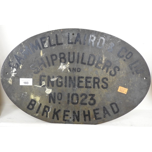 183 - Cammell Laird & Co. Ltd 'The City of Capetown' bulkhead plate for Ellerman Lines Ltd No. 1203, circa... 