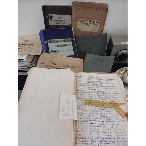 185 - Cammell Laird Shipbuilders Birkenhead, printed and hand written ephemera including factory ledgers: ... 