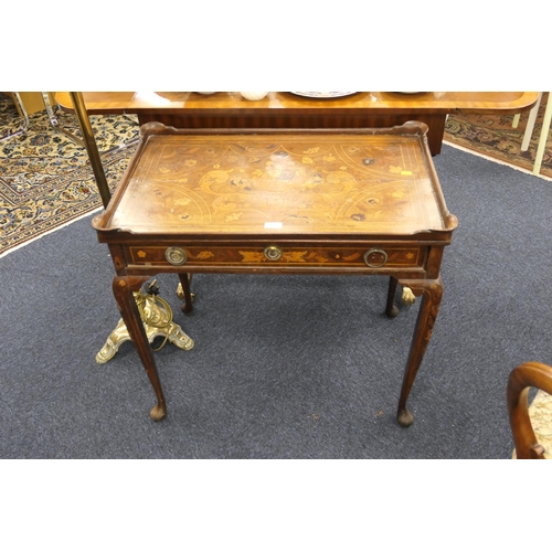 529 - Dutch walnut and inlaid silver table, 19th Century, width 79cm, height 74cm