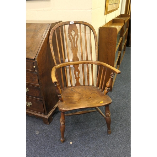 589 - Victorian ash and elm high back Windsor chair