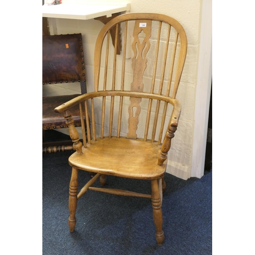 590 - Ash and elm high back Windsor armchair, 19th Century, height 103cm, width 59cm