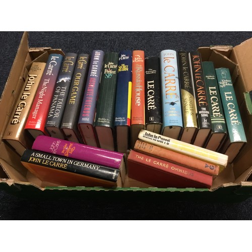 77 - Assorted modern books including a number of Le Carre first editions (4 boxes)