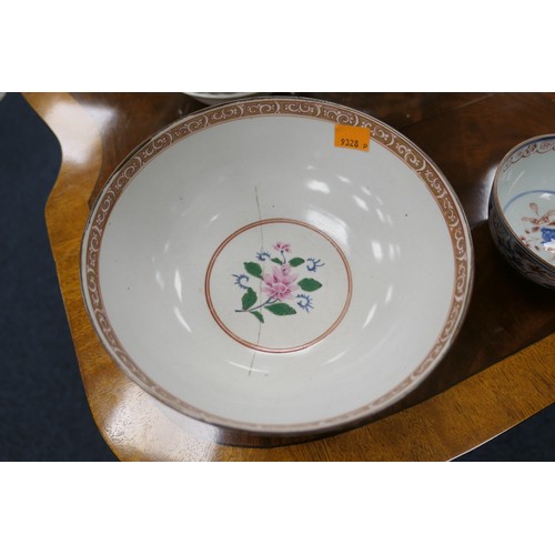 125 - Maling lustrous bowl, two Oriental bowls, Coalport cobalt cabinet cup and saucer etc