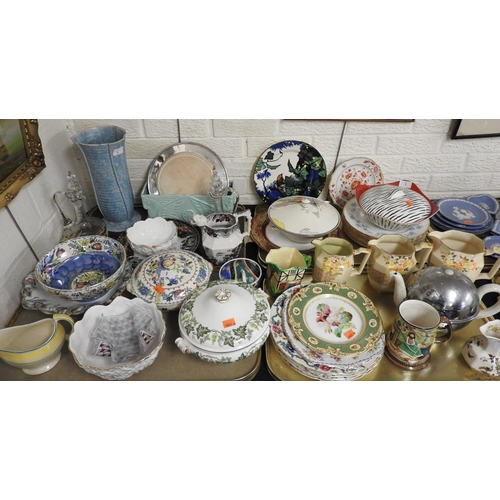 1 - Assorted ceramics including Royal Crown Derby and Imari pattern side plate, Wedgwood Santa Clara tur... 