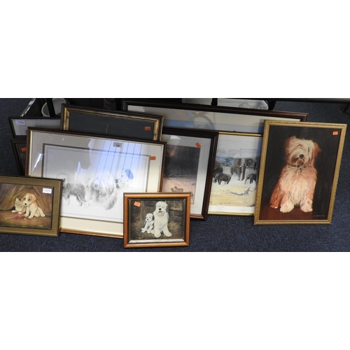 104 - Collection of framed prints including a David Shepherd large framed African elephant print; also a '... 