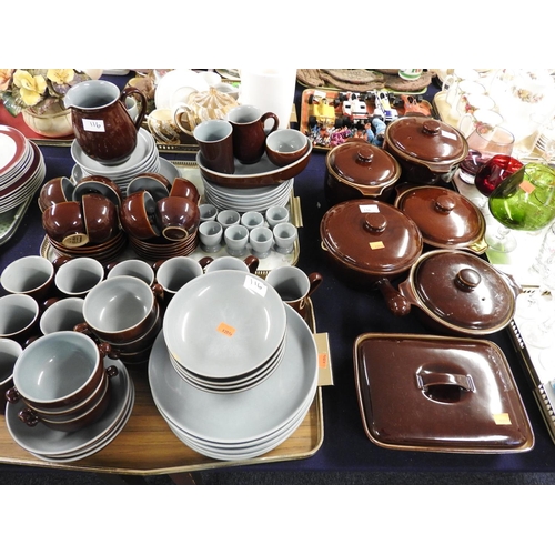 116 - Extensive Denby dinner and tea wares including lidded casserole dishes