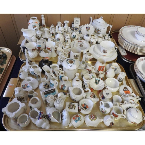 62 - Collection of crested china including Goss, Arcadian and others etc. (2 trays)