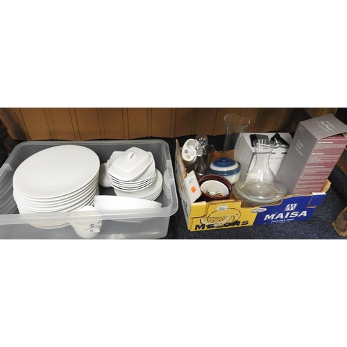 66 - Assorted household items including a white M&S Andante dinner service and small amount of further ce... 