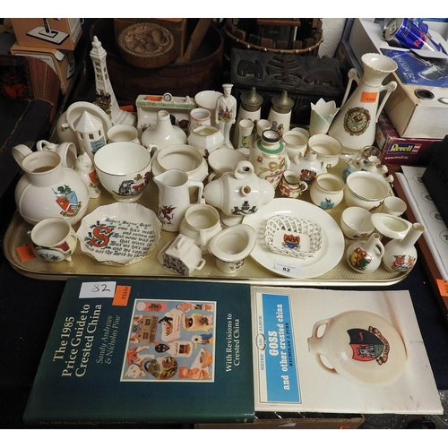 82 - Small selection of crested china including Goss, Carlton china and others etc.; also a crested china... 