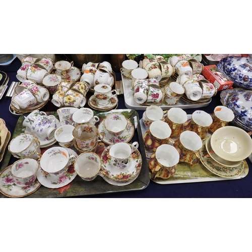 145 - Good quantity of Elizabethan cups and saucers in various patterns; also hand painted fruit decorated... 