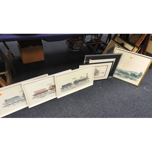 151 - Quantity of framed prints including ornithological and trains etc.