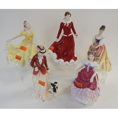 153 - Five Royal Doulton figurines including a limited edition 'Christmas Rose'