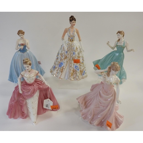 155 - Five Coalport figurines including an official figurine for 2007 'Katherine'