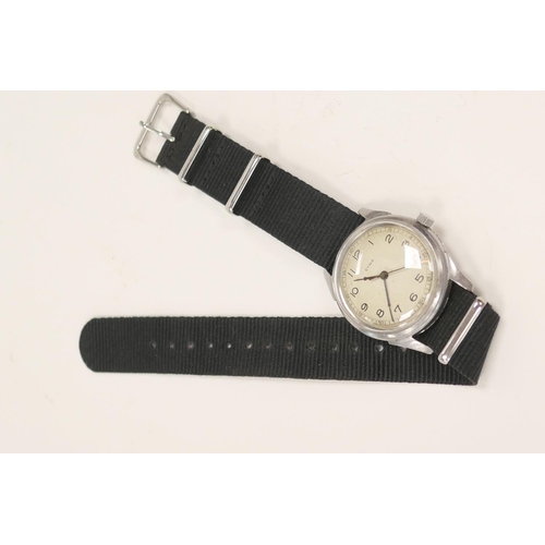 316 - Vintage Cyma gent's automatic stainless steel wristwatch on a fabric strap (currently ticking and ha... 