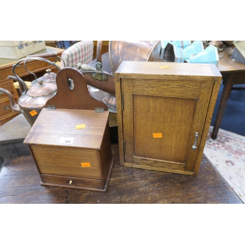 550 - Mahogany salt box and an oak small wall cabinet (2)