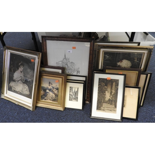 101 - Assorted framed prints and engravings