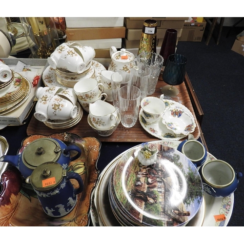 114 - Wedgwood dark blue jasper tea service, assorted collectors' plates, Colclough China tea service and ... 