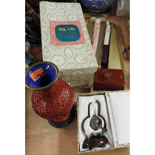 95 - Modern Oriental lacquer wares etc